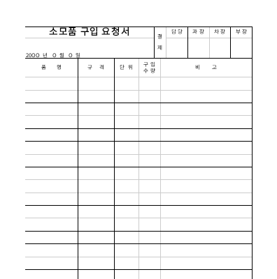 소모품구입요청서 소모품구입요청서
